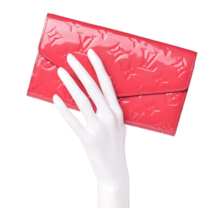 Louis Vuitton Vernis Sarah Wallet NM Rose Litchi 2 of 8