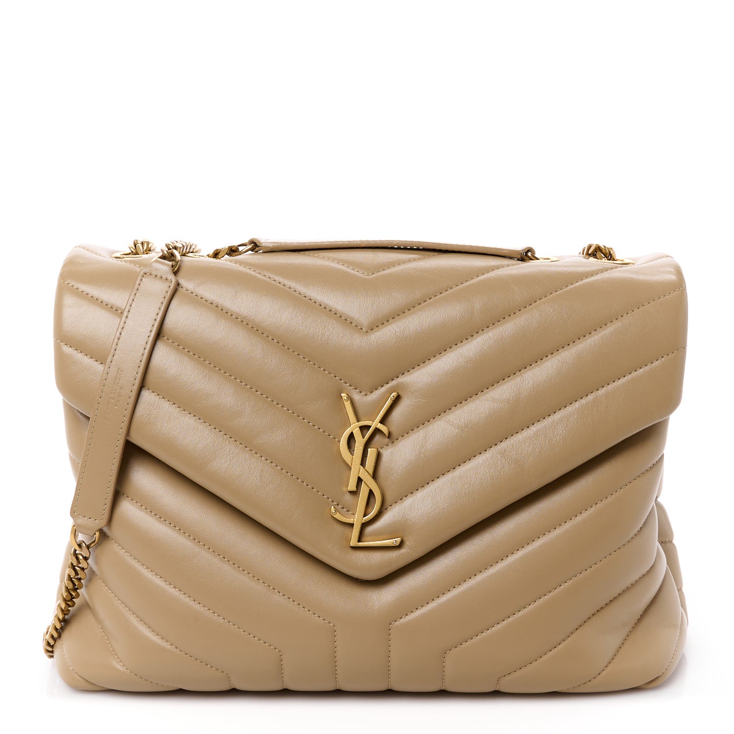 Calfskin Y Quilted Monogram Medium Loulou Chain Satchel Dark Beige