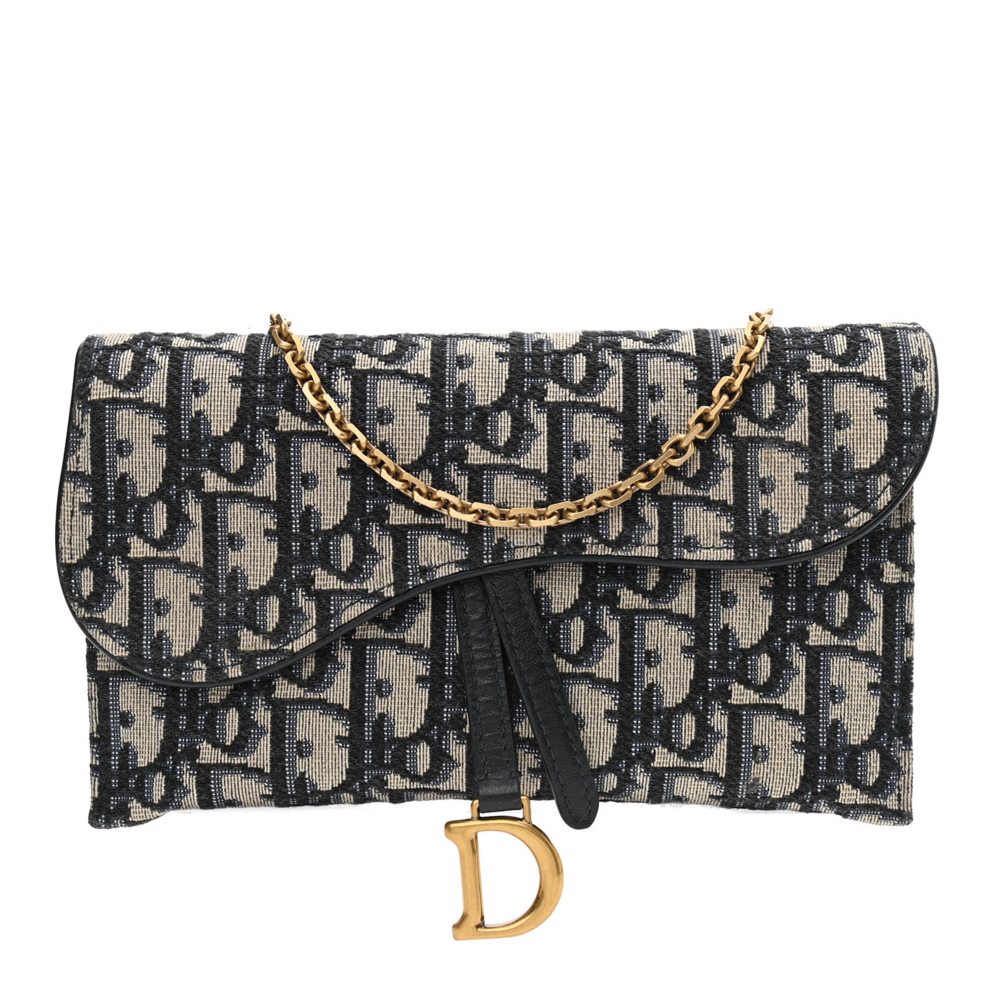 Oblique Saddle Chain Long Wallet Blue