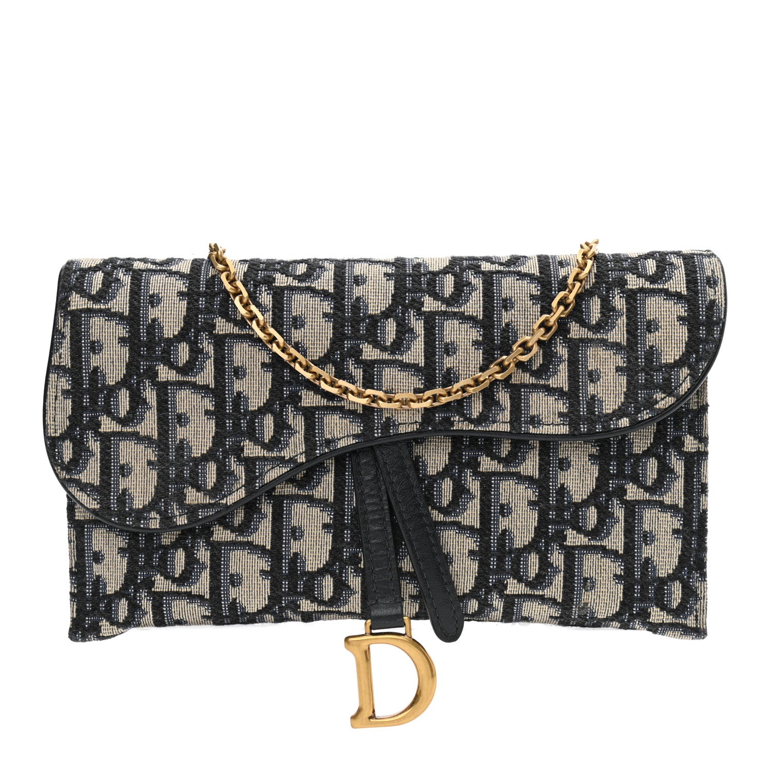 Christian Dior Oblique Saddle Chain Long Wallet Blue 3 of 11