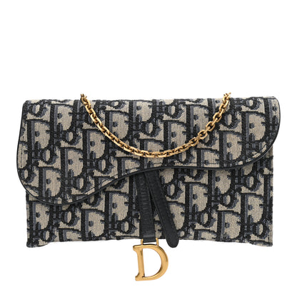 Christian Dior Oblique Saddle Chain Long Wallet Blue 3 of 11