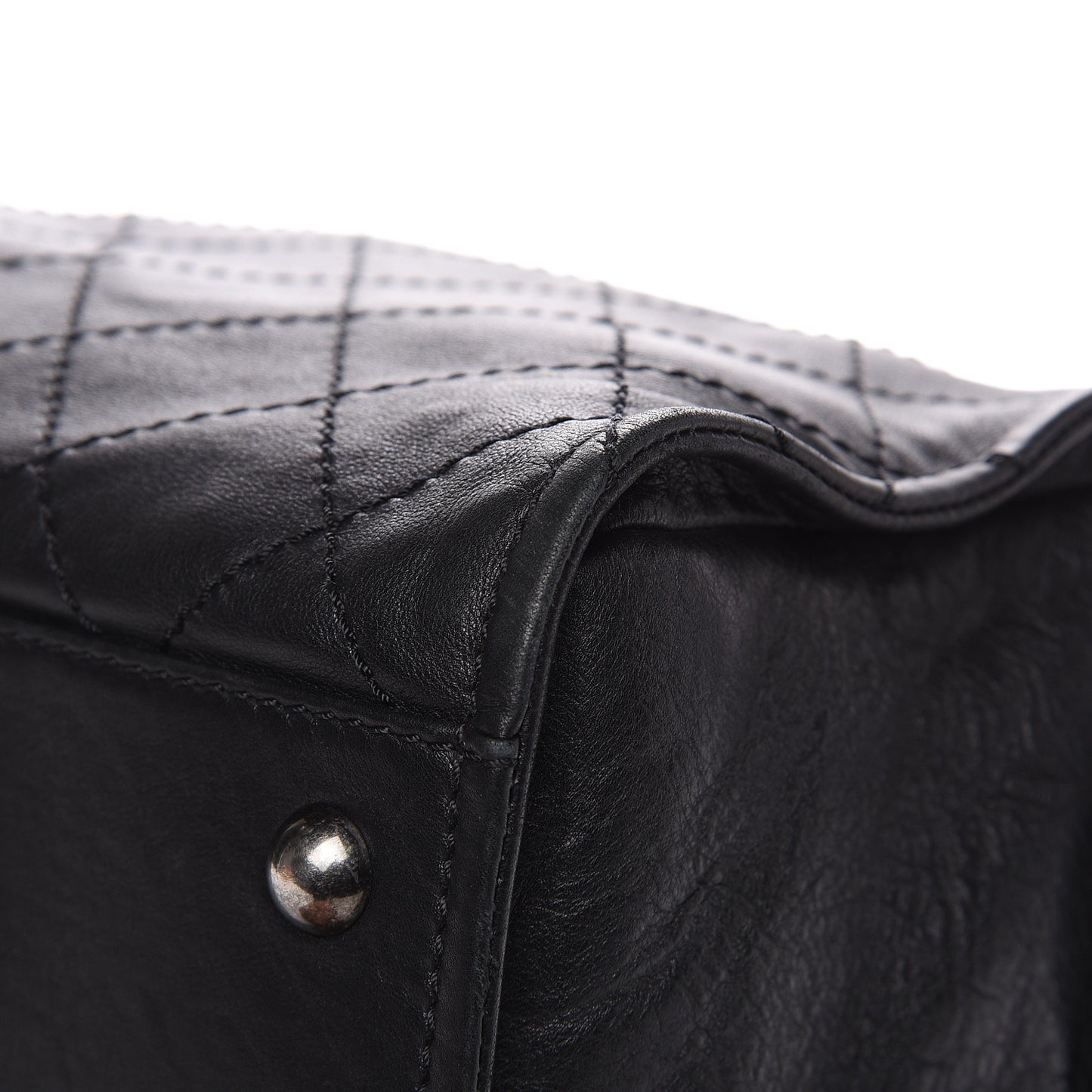 Calfskin Stitched Bowling Bag Black