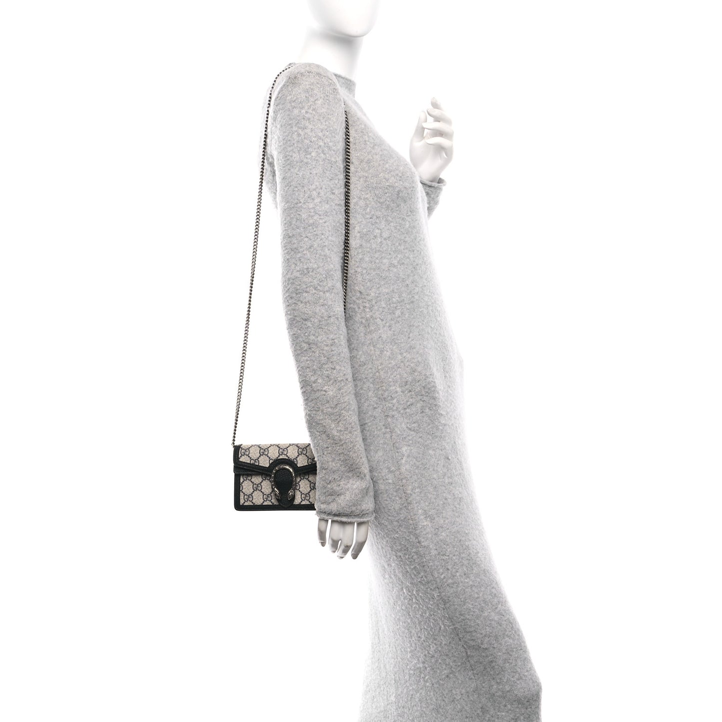 GG Supreme Monogram Textured Dollar Calfskin Super Mini Dionysus Shoulder Bag Beige Blue