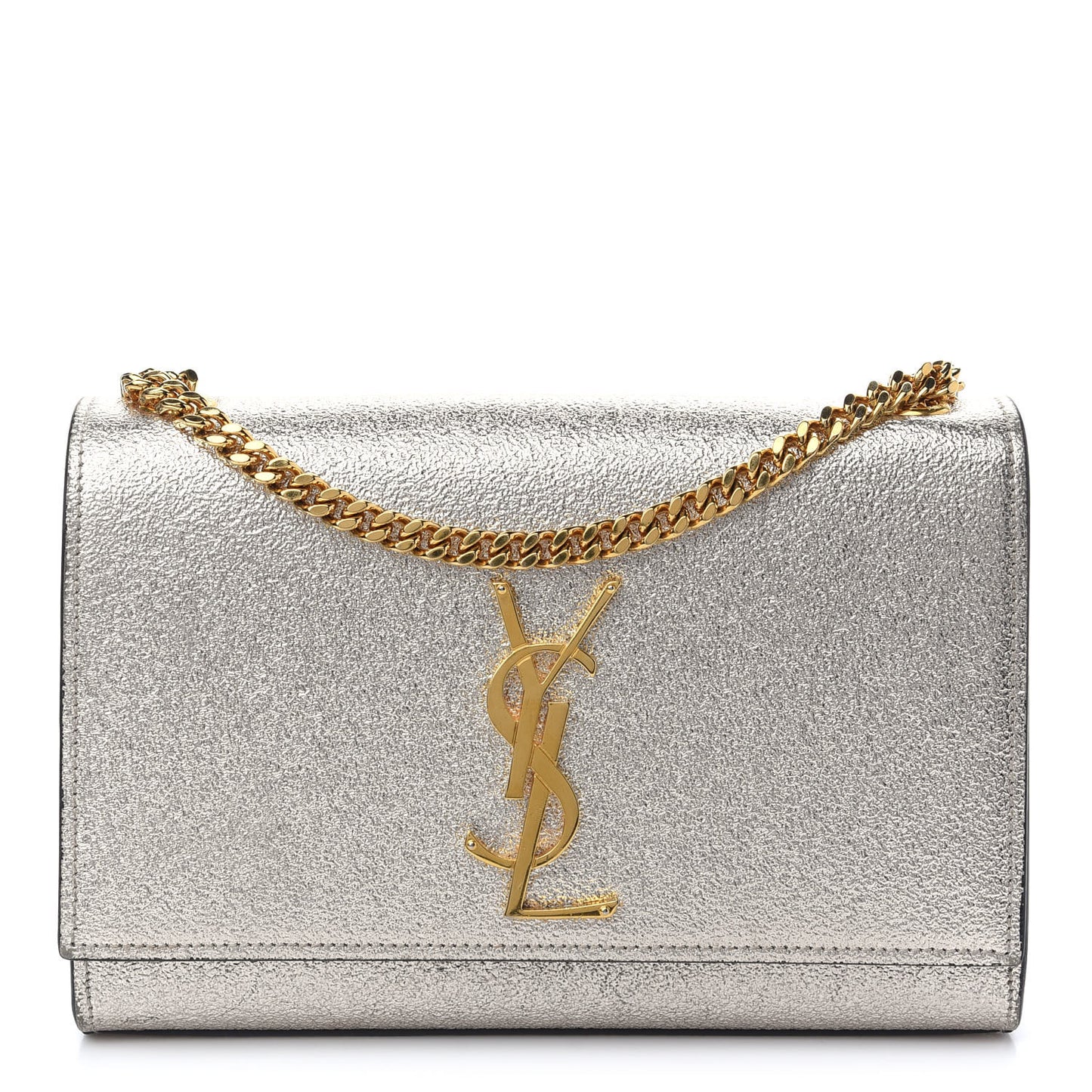 Metallic Calfskin Small Classic Monogram Kate Satchel Pale Gold