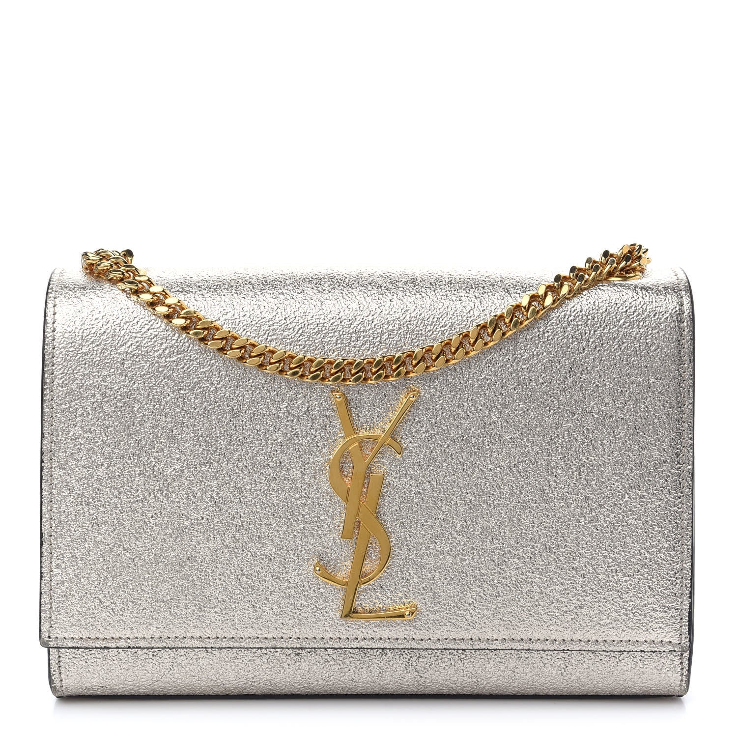 Saint Laurent Metallic Calfskin Small Classic Monogram Kate Satchel Pale Gold 1 of 8