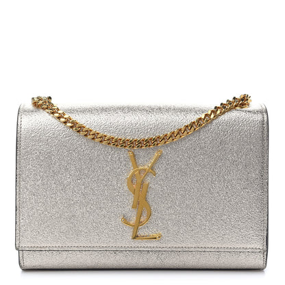 Saint Laurent Metallic Calfskin Small Classic Monogram Kate Satchel Pale Gold 1 of 8