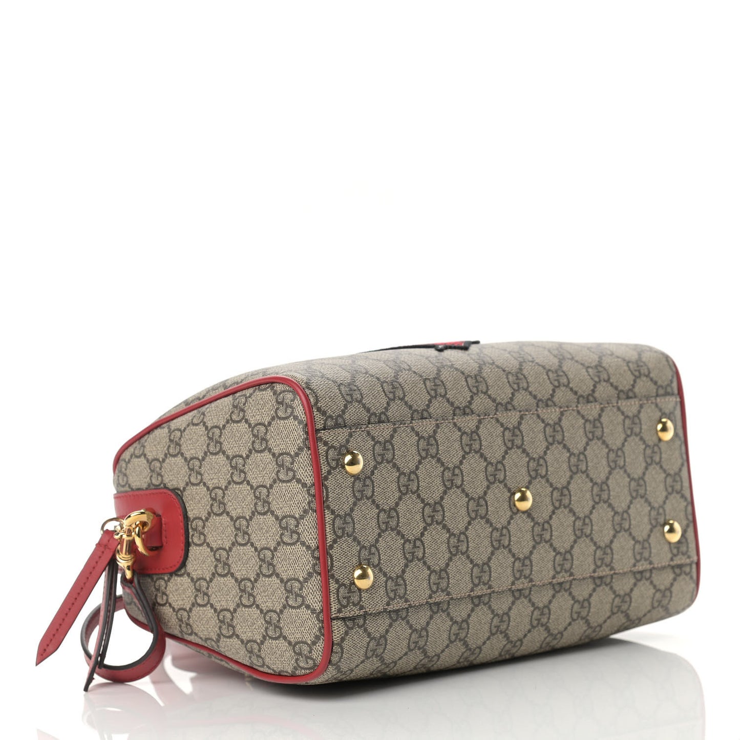 GG Supreme Monogram Kingsnake Heart Embroidered Small Boston Red