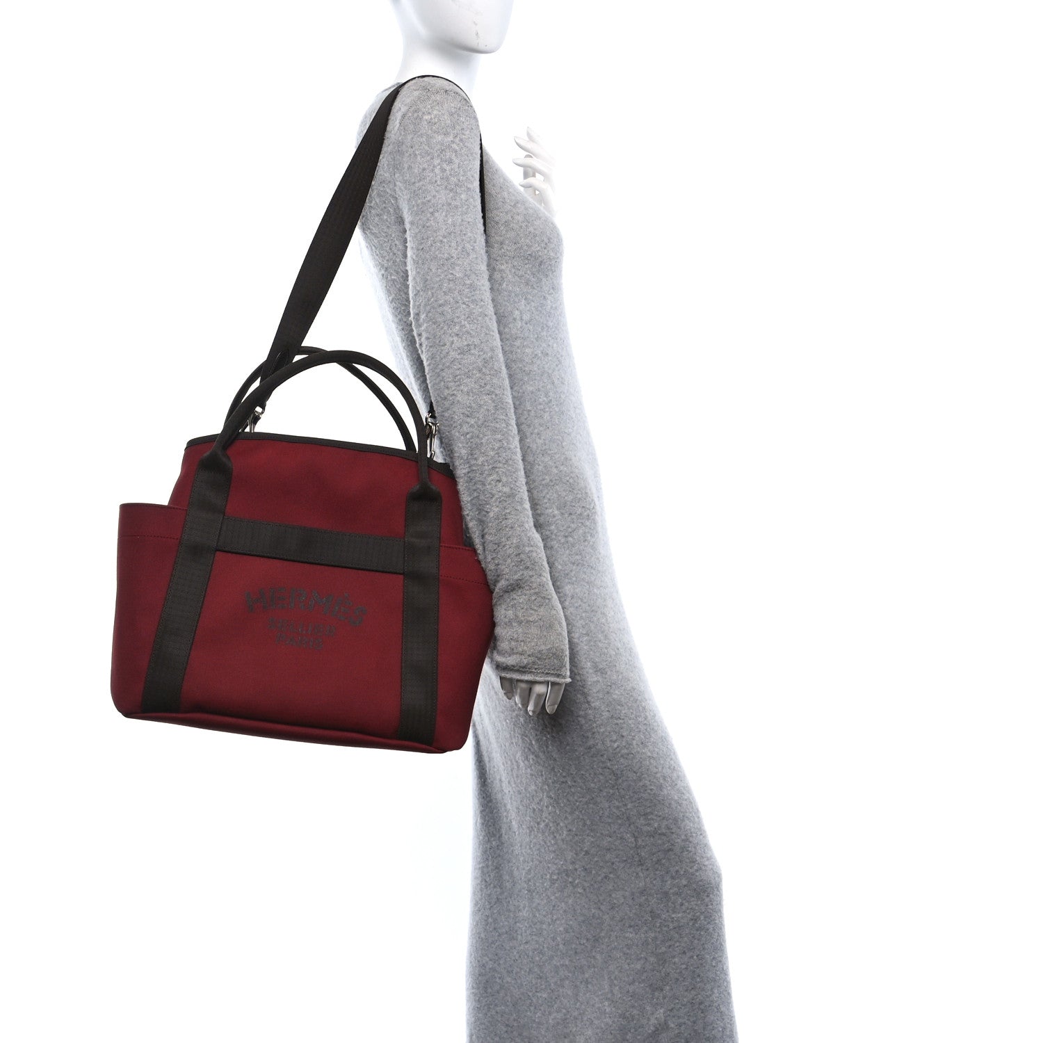 Hermes Canvas The Grooming Bag Rouge H Chocolat 2 of 12