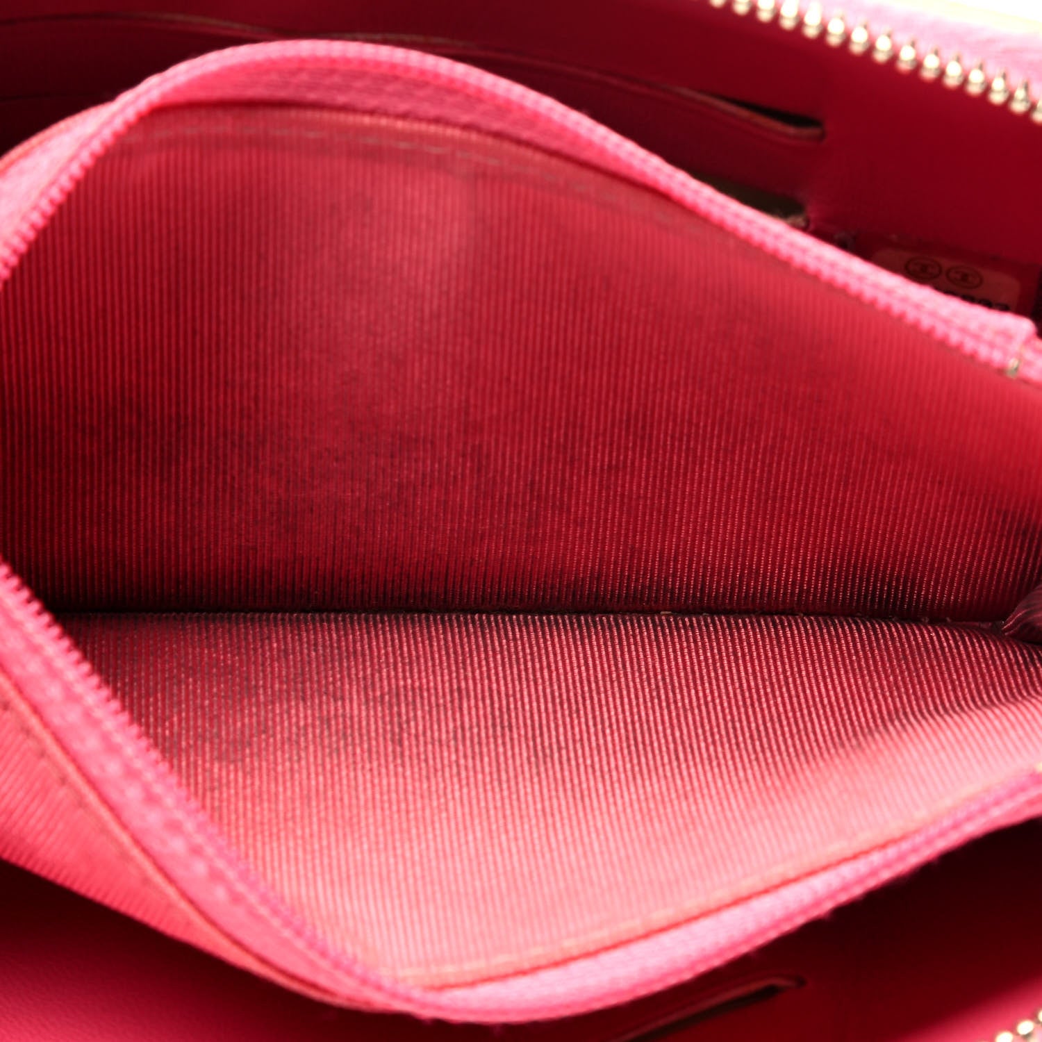 Chanel Faded Lambskin Quilted Small Zephyr Zip Around Wallet Dark Pink 4 of 4