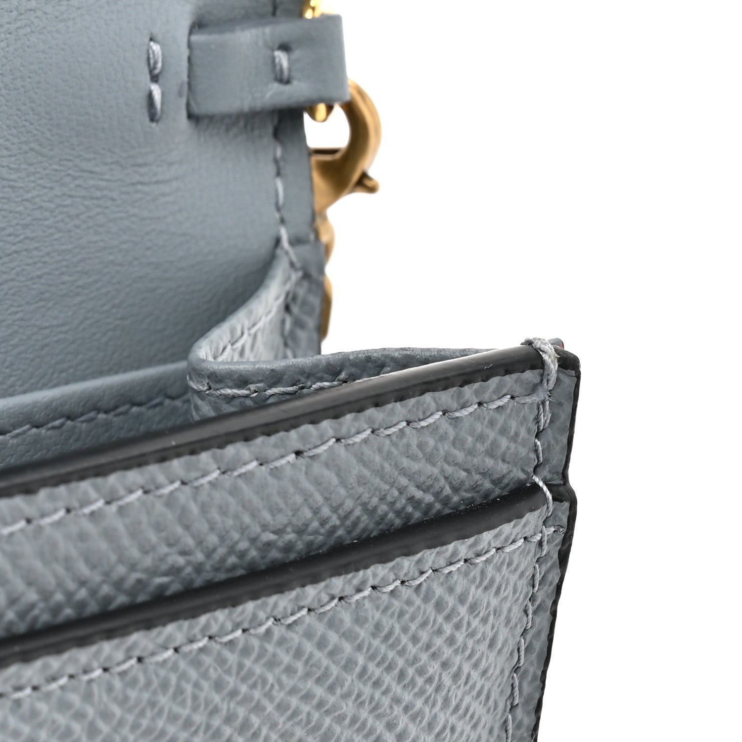 Christian Dior Grained Calfskin Saddle Chain Wallet Pouch Cloud