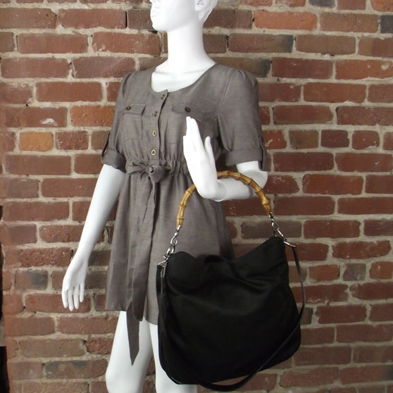 Nylon Bamboo Top Handle Tote