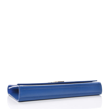 Saint Laurent Patent Grain De Poudre Classic Monogram Cassandre Clutch Blue 4 of 9
