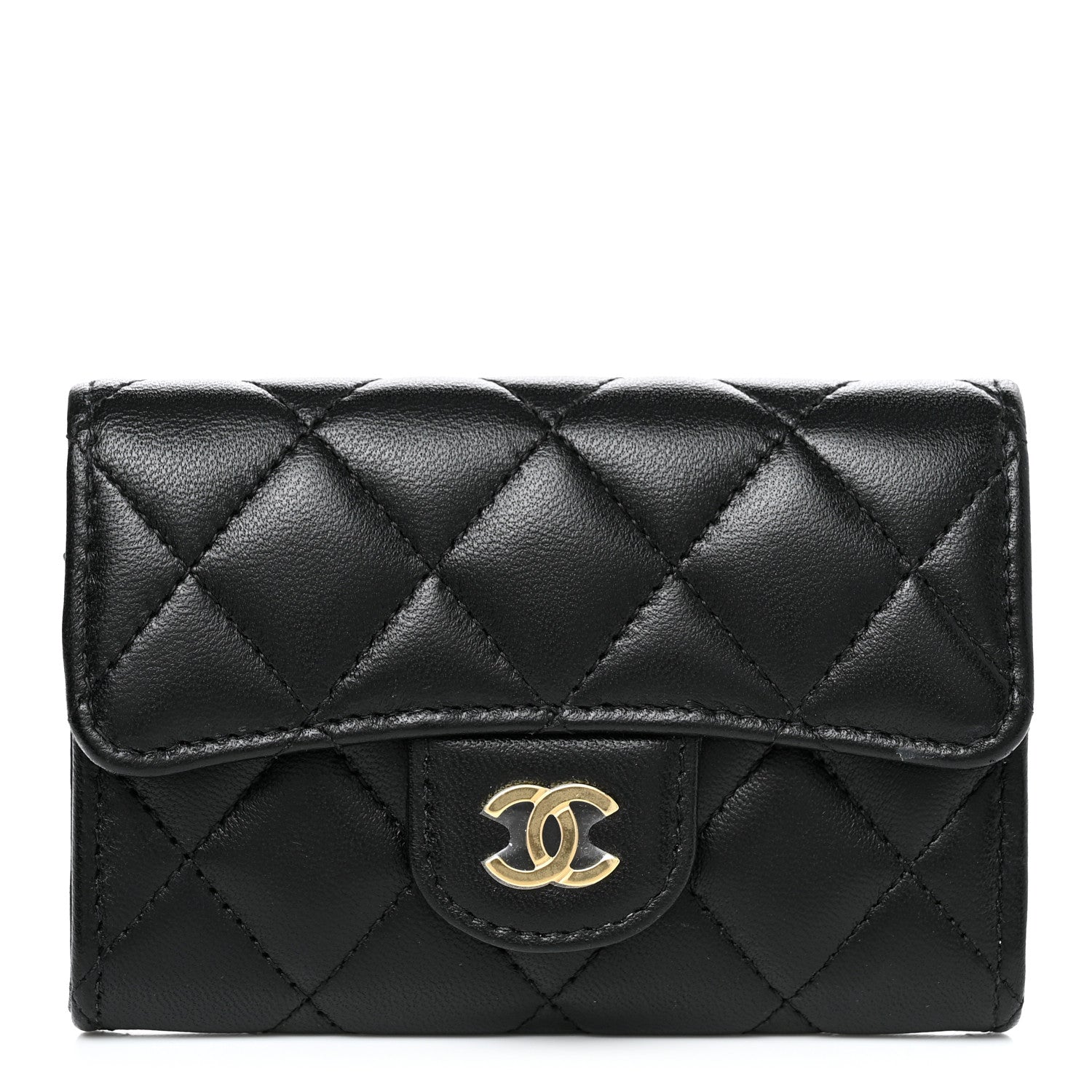 Chanel Lambskin Quilted Flap Card Holder Wallet Black 1 of 11