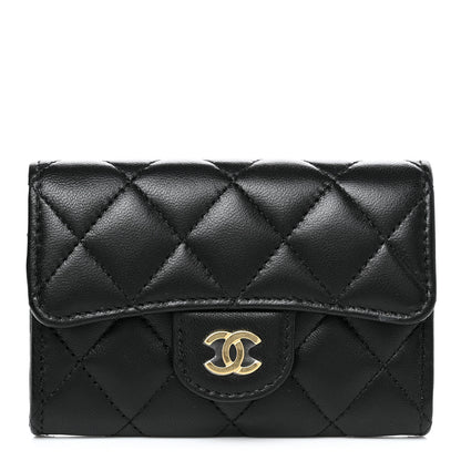 Chanel Lambskin Quilted Flap Card Holder Wallet Black 1 of 11
