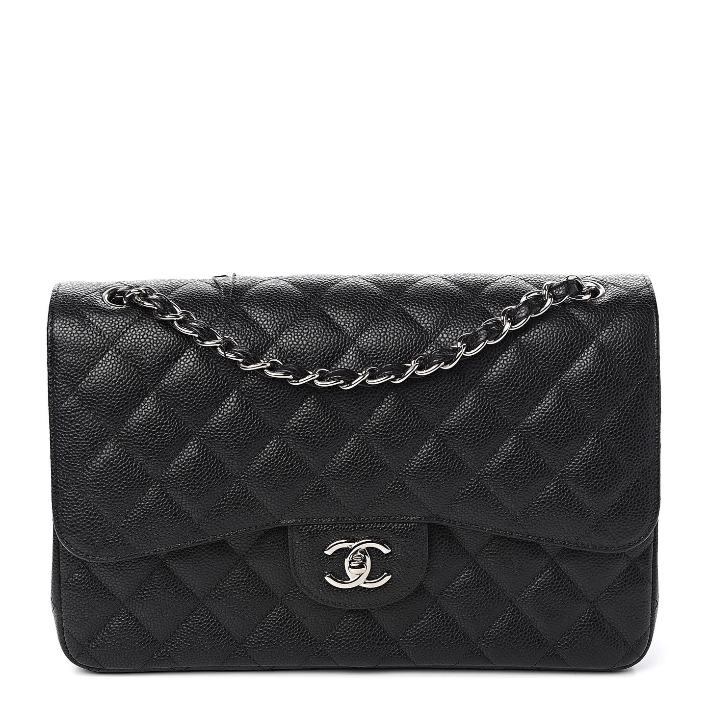 Caviar Quilted Jumbo Double Flap Black