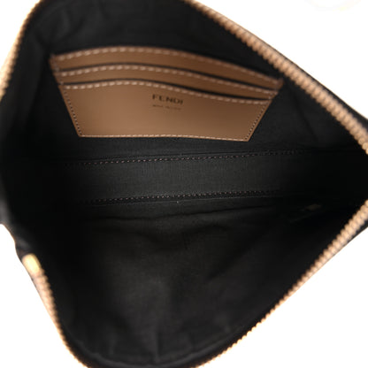 Fendi Fabric Jacquard Vitello Grace FF 1974 Baguette Pouch Tobacco Moro Sand 5 of 9
