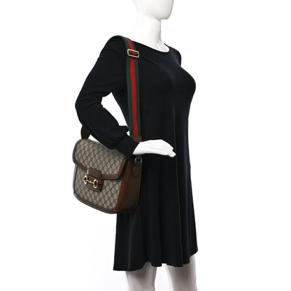 Gucci GG Supreme Monogram Azalea Calfskin Web Medium Horsebit 1955 Shoulder Bag Beige Ebony Brown Sugar 2 of 8