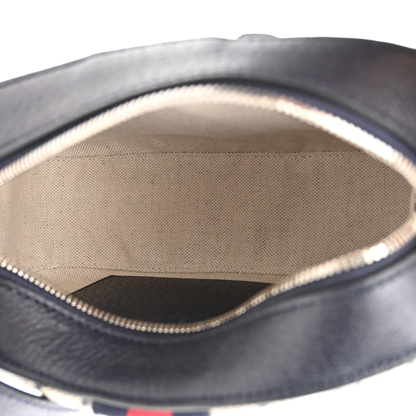 GG Supreme Monogram Textured Dollar Calfskin Web Small Ophidia Camera Bag Beige Blue