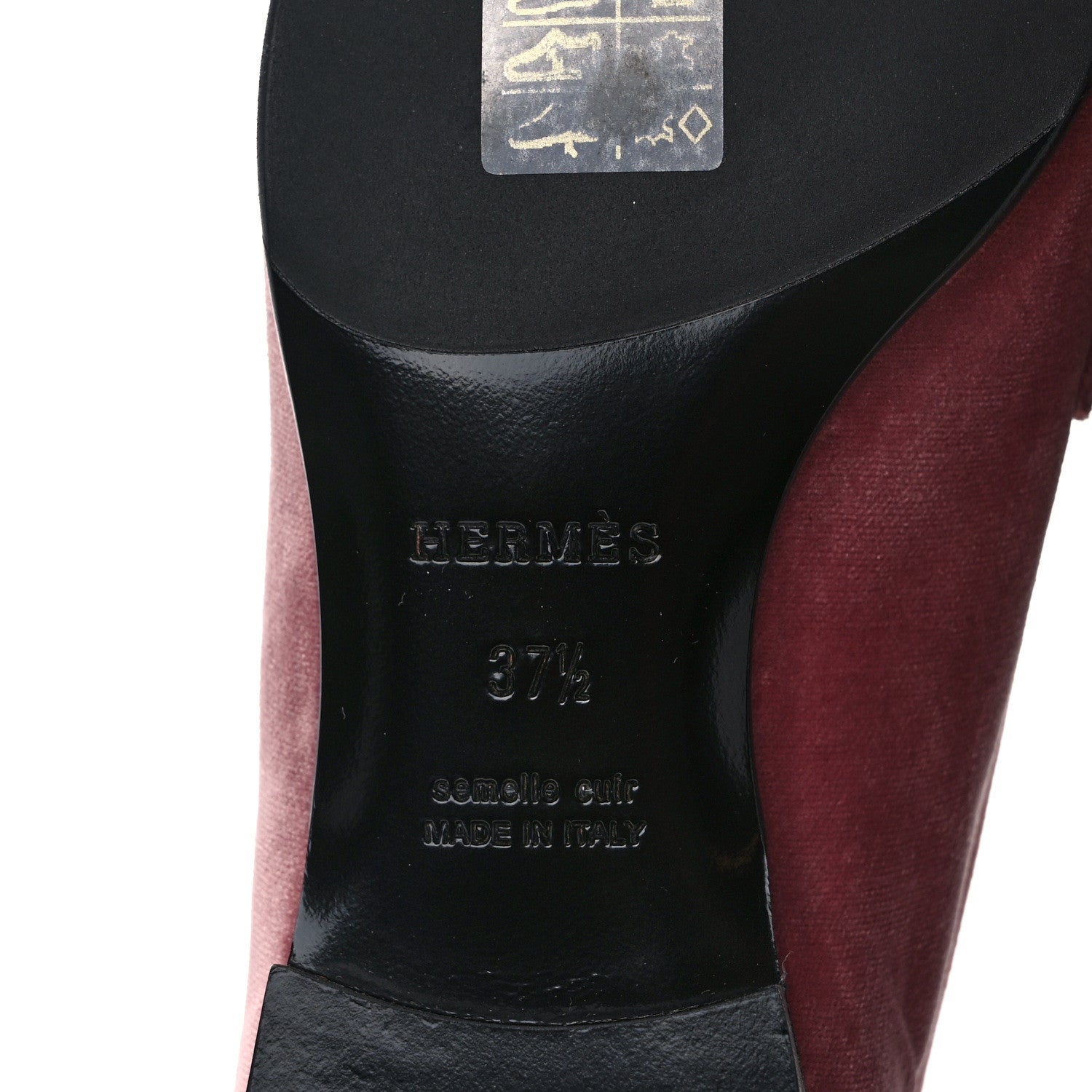 Hermes Velvet Womens Paris Loafers 37.5 Bois de Rose 6 of 9