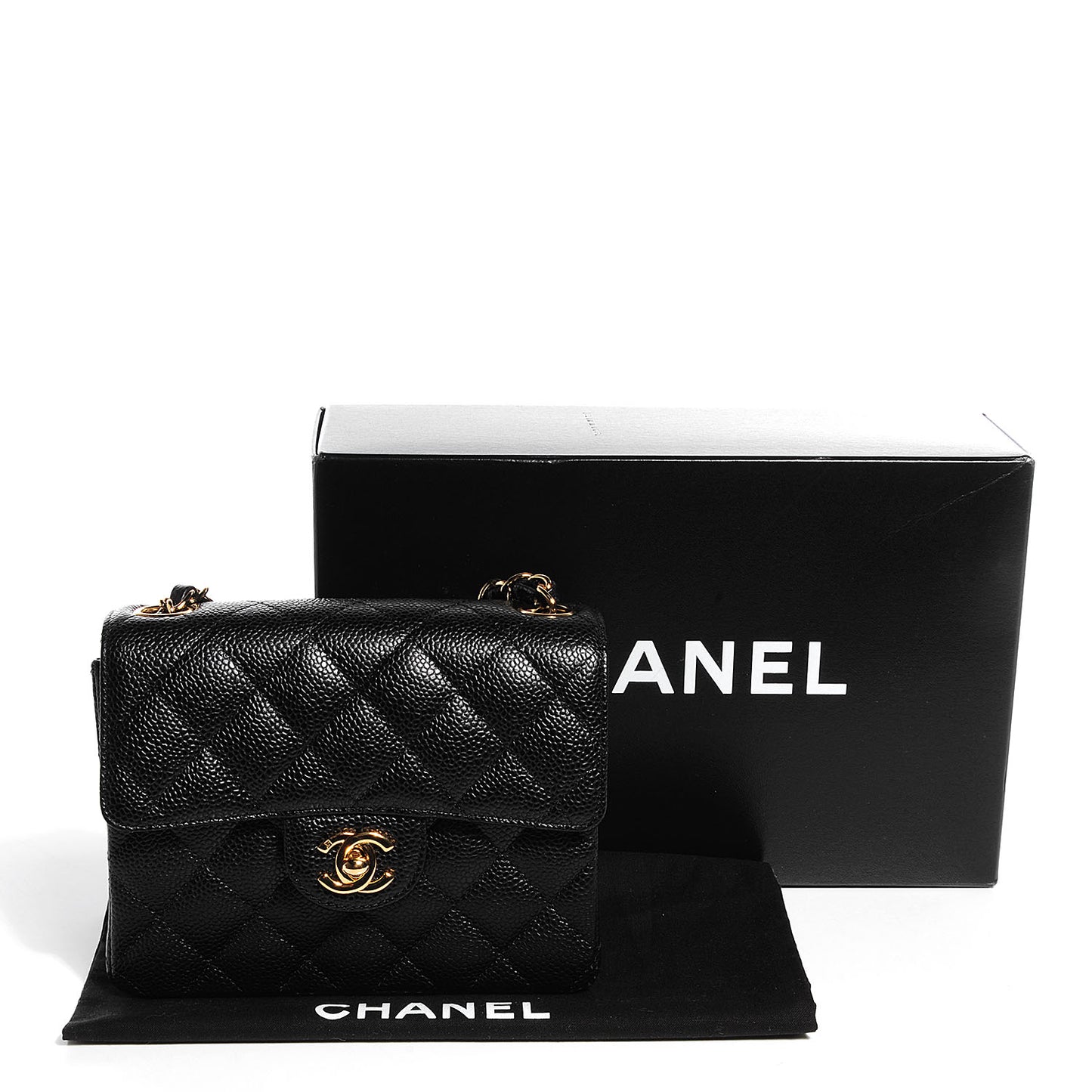 Caviar Quilted Mini Square Flap Bag Black