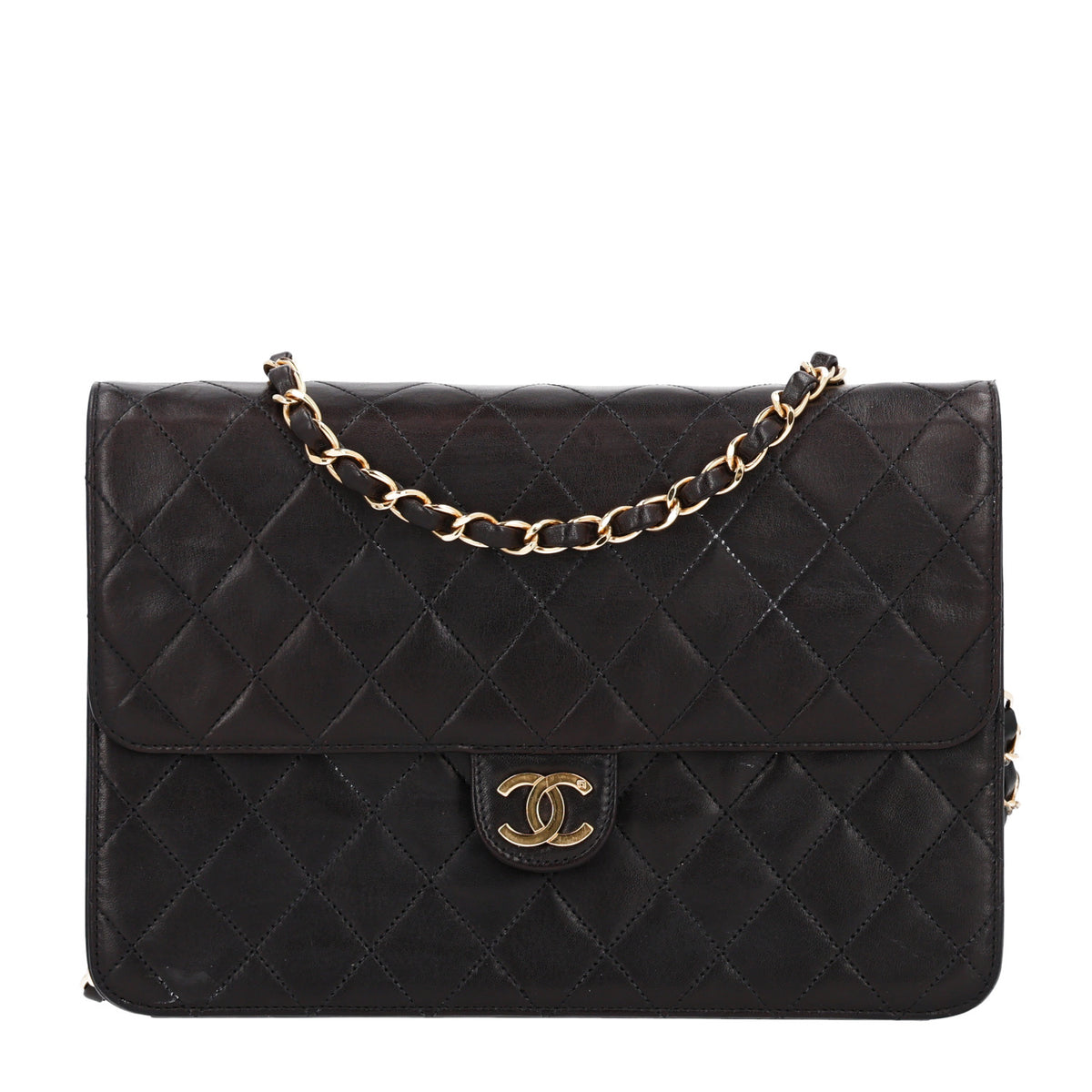 Lambskin Medium Double Flap Dark Brown