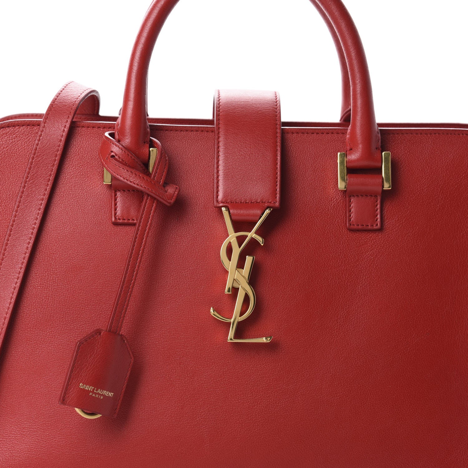 Saint Laurent Calfskin Small Monogram Cabas Red 8 of 10