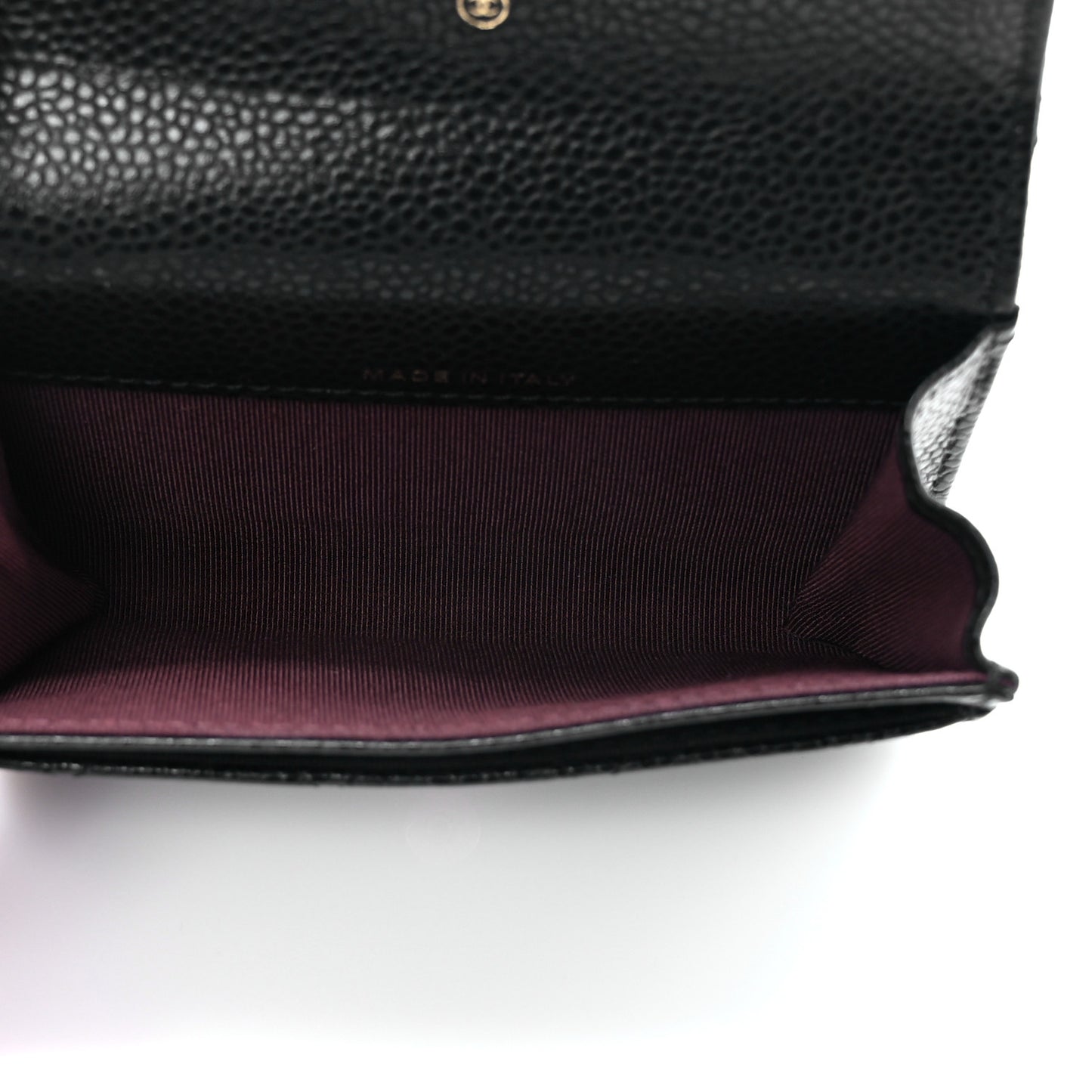 Caviar Quilted Flap Card Holder Black
