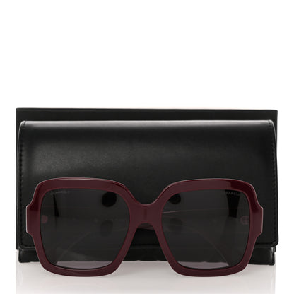 Chanel Acetate Charms Pearl Square Sunglasses 5479-A Burgundy 8 of 8