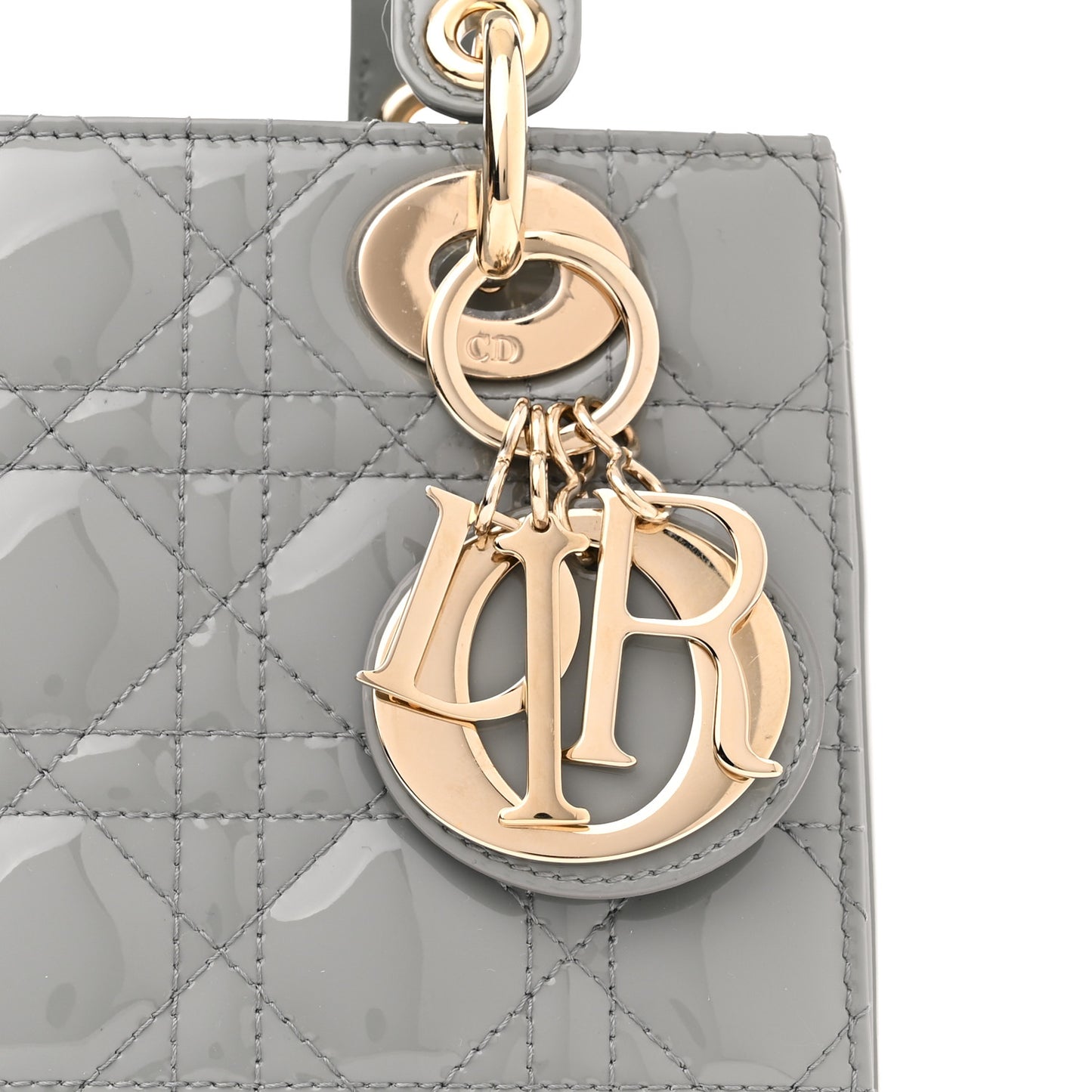Patent Cannage Small Lady Dior Grey