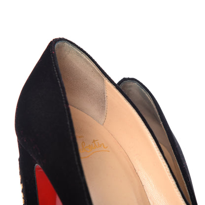 Christian Louboutin Velvet Cadrilla Corazon 100 Pumps 38.5 Black 7 of 11