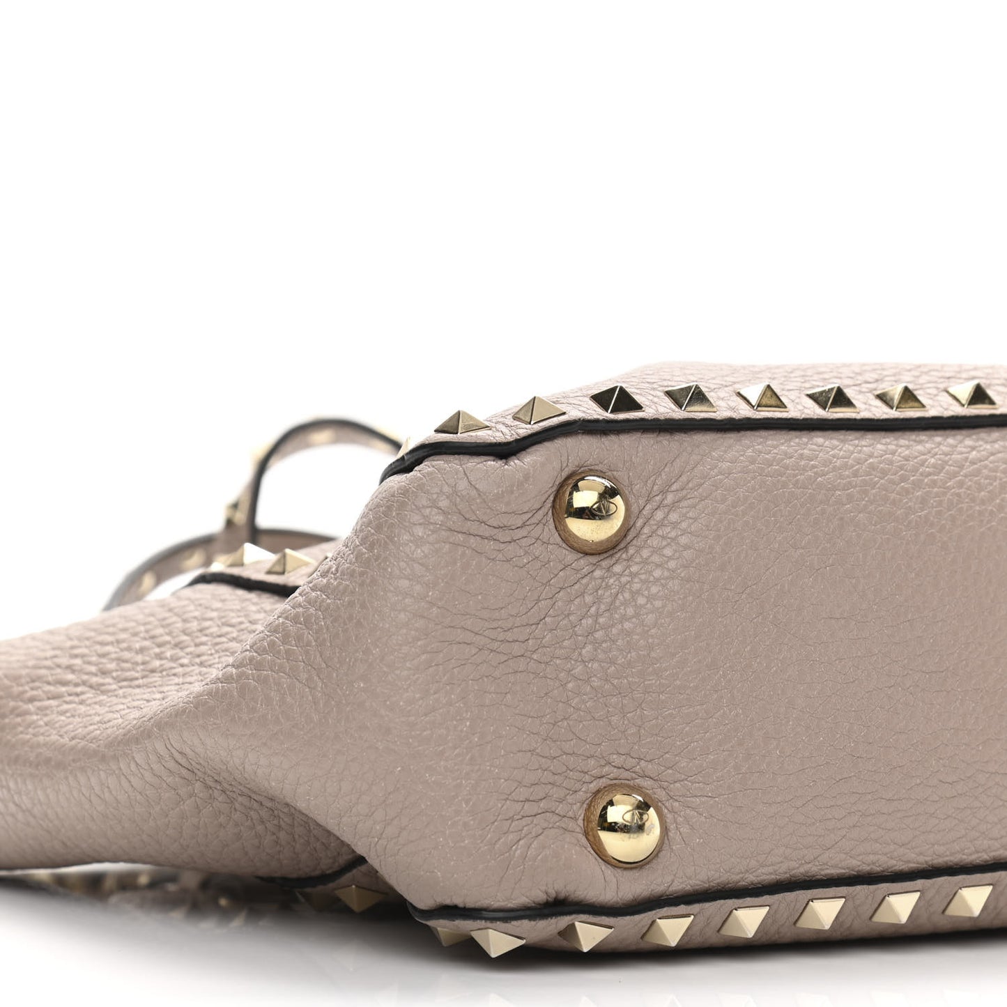 Pebbled Calfskin Mini Rockstud Tote Poudre