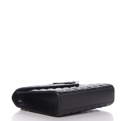 Saint Laurent Grain De Poudre Textured Mixed Matelasse Triquilt Medium Monogram Satchel Black 3 of 11