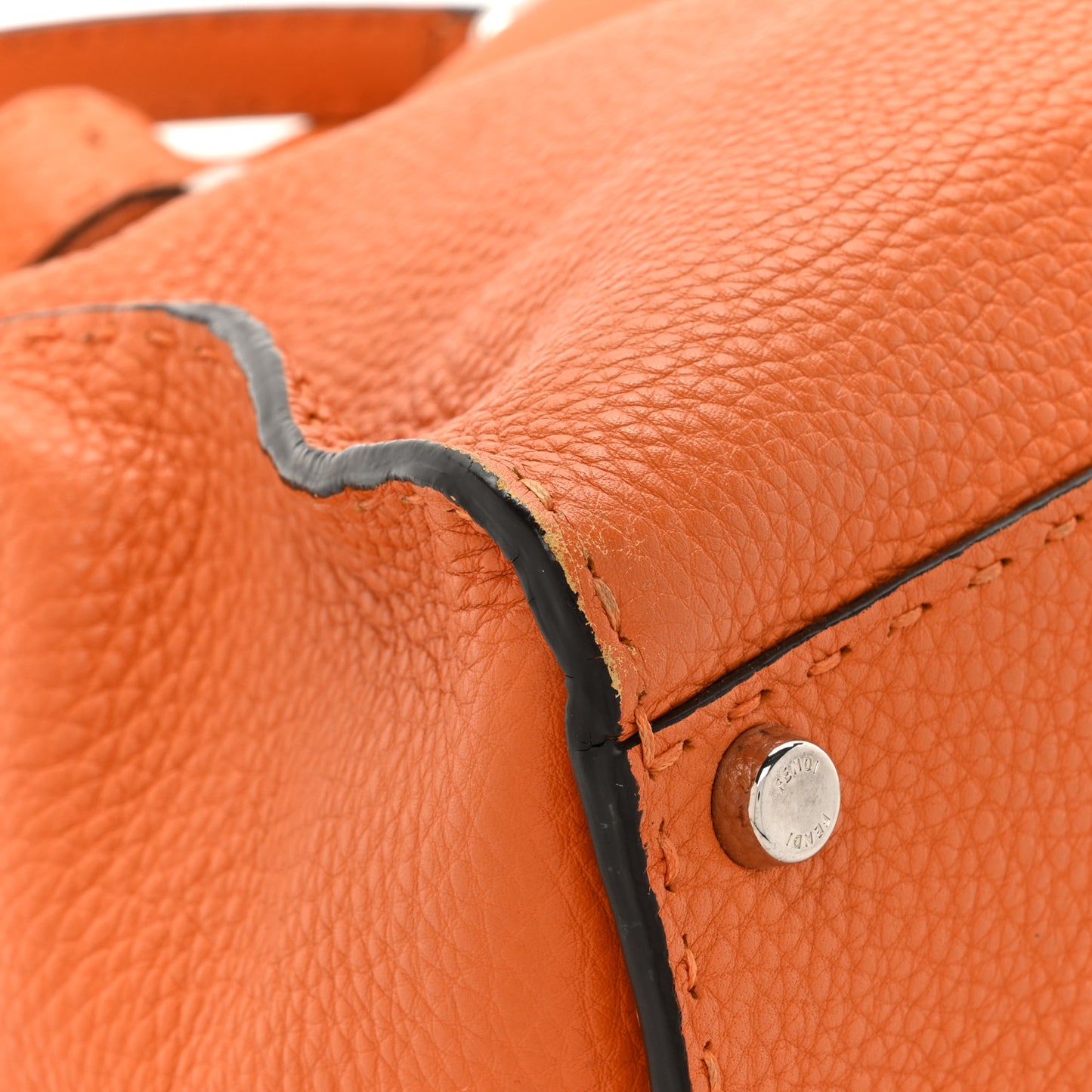 Cuoio Romano Selleria Bi-Color Medium Peekaboo Iconic Satchel Orange Stone