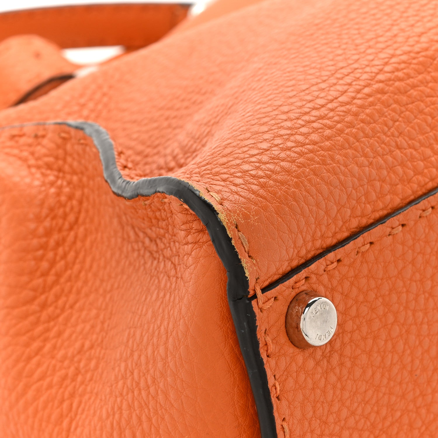 Fendi Cuoio Romano Selleria Bi-Color Medium Peekaboo Iconic Satchel Orange Stone 10 of 17