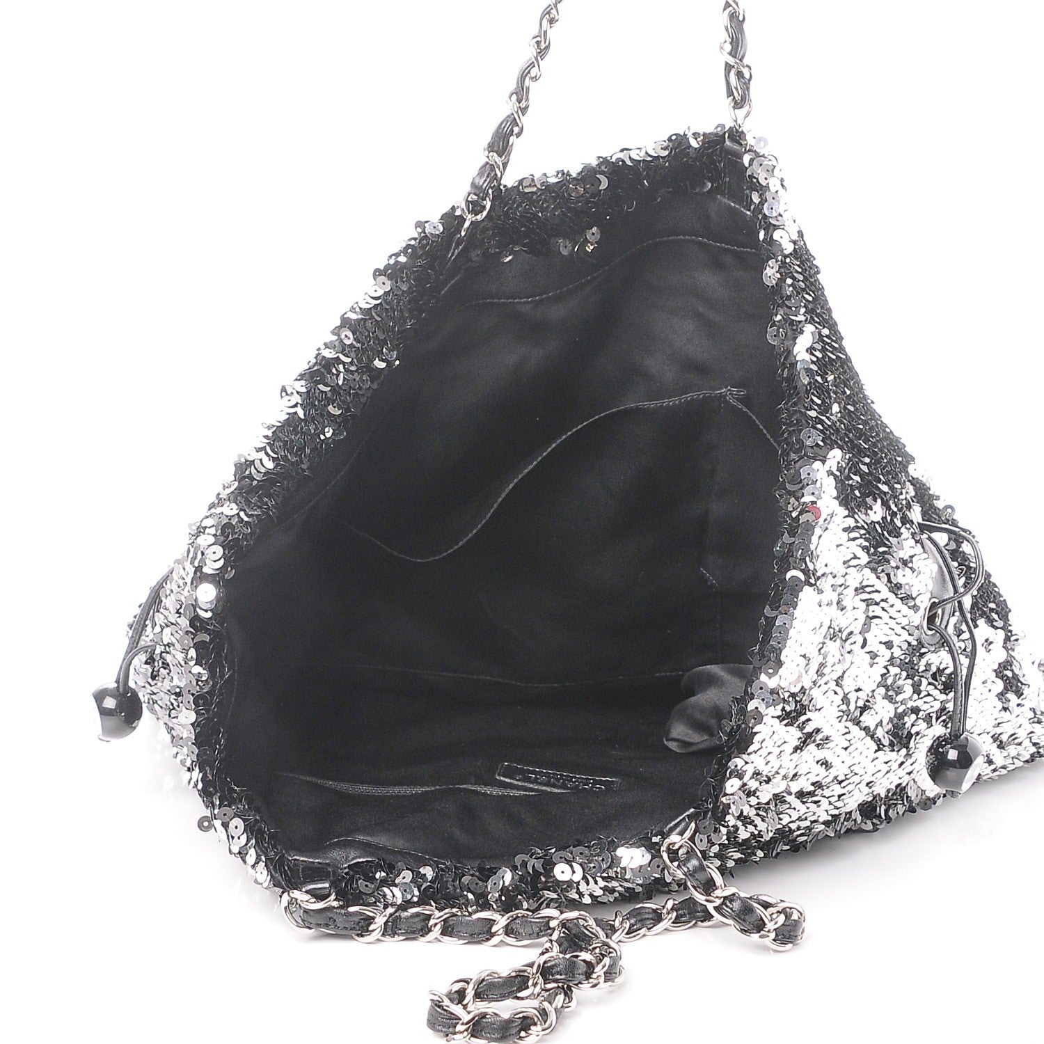 Chanel Sequin Summer Night Drawstring Tote Black 5 of 9