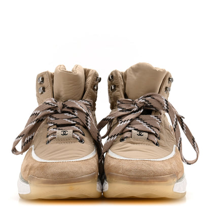 Chanel Fabric Suede Womens CC Sneakers 38 Beige 3 of 8