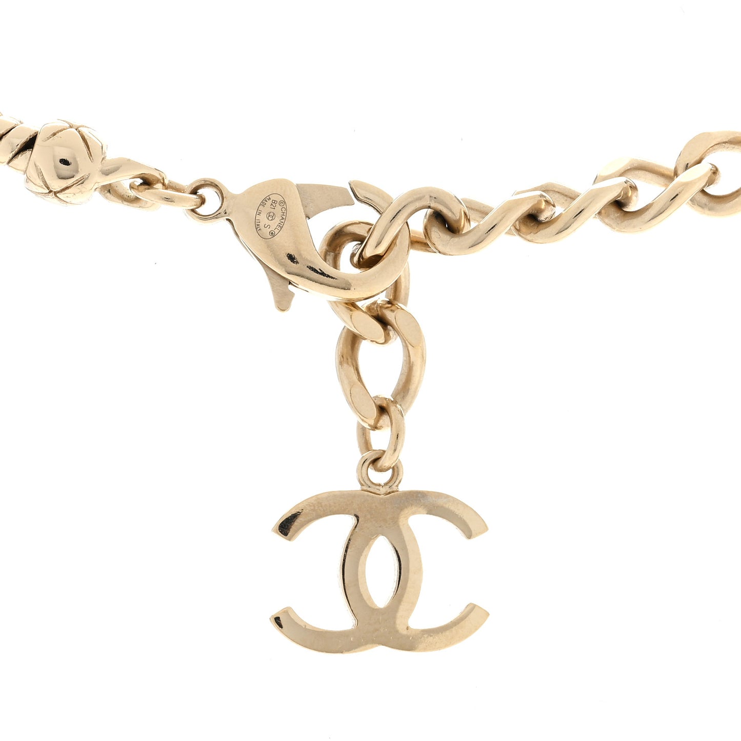 Metal Lambskin CC Turnlock Choker Necklace Black Gold