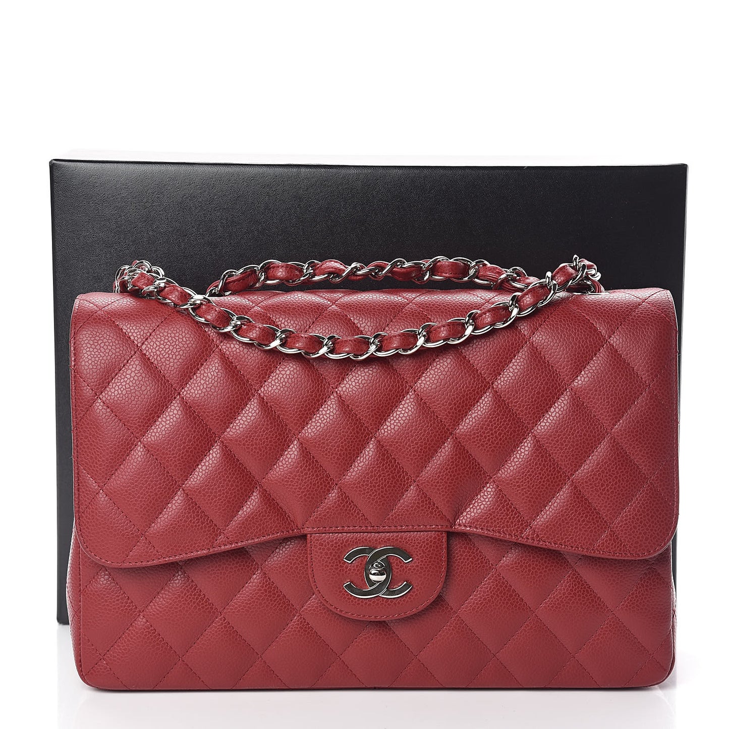 Caviar Quilted Jumbo Single Flap Red