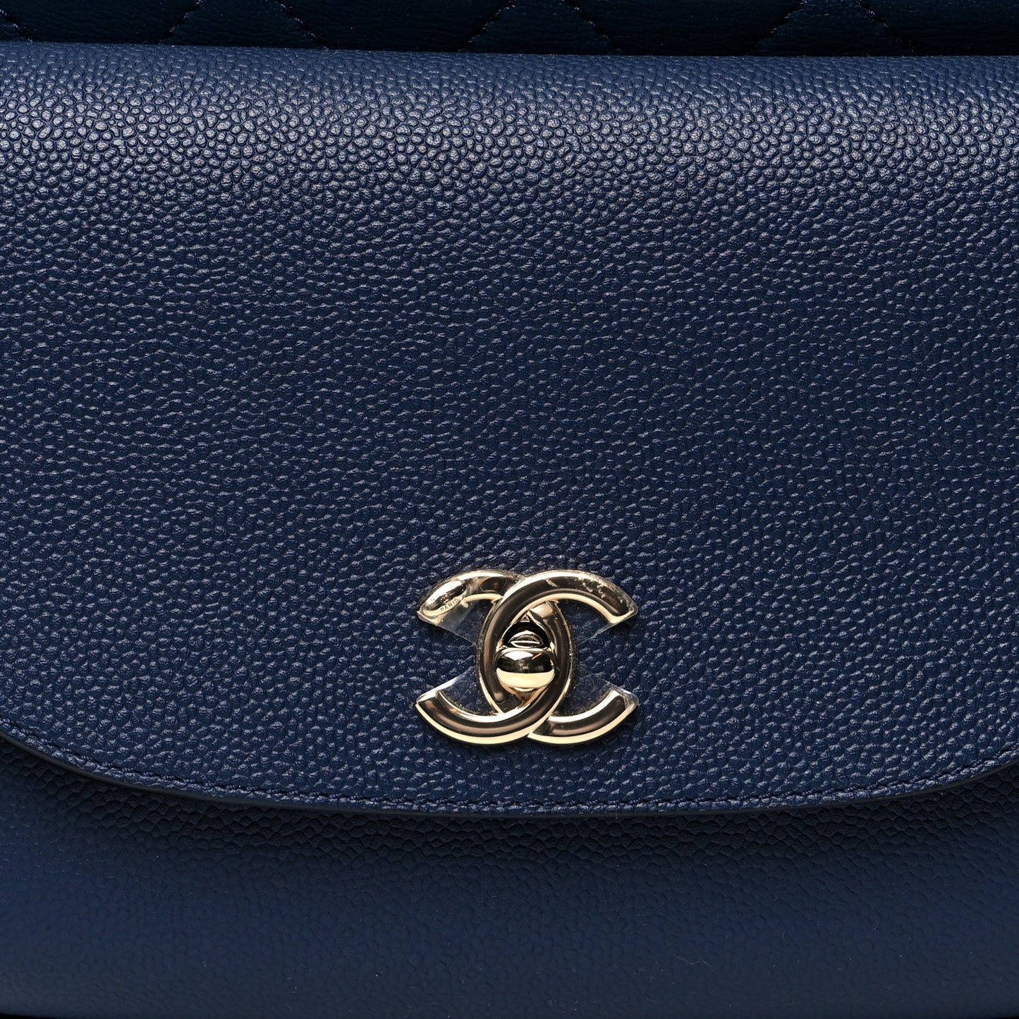 Sheepskin Caviar Quilted Large Shopping Tote Navy