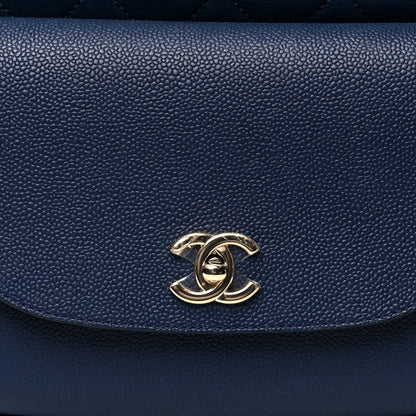 Chanel Sheepskin Caviar Quilted Large Shopping Tote Navy 8 of 11