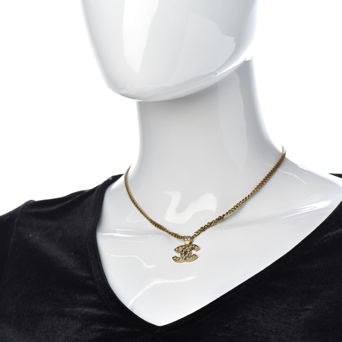 Crystal CC Pendant Necklace Gold