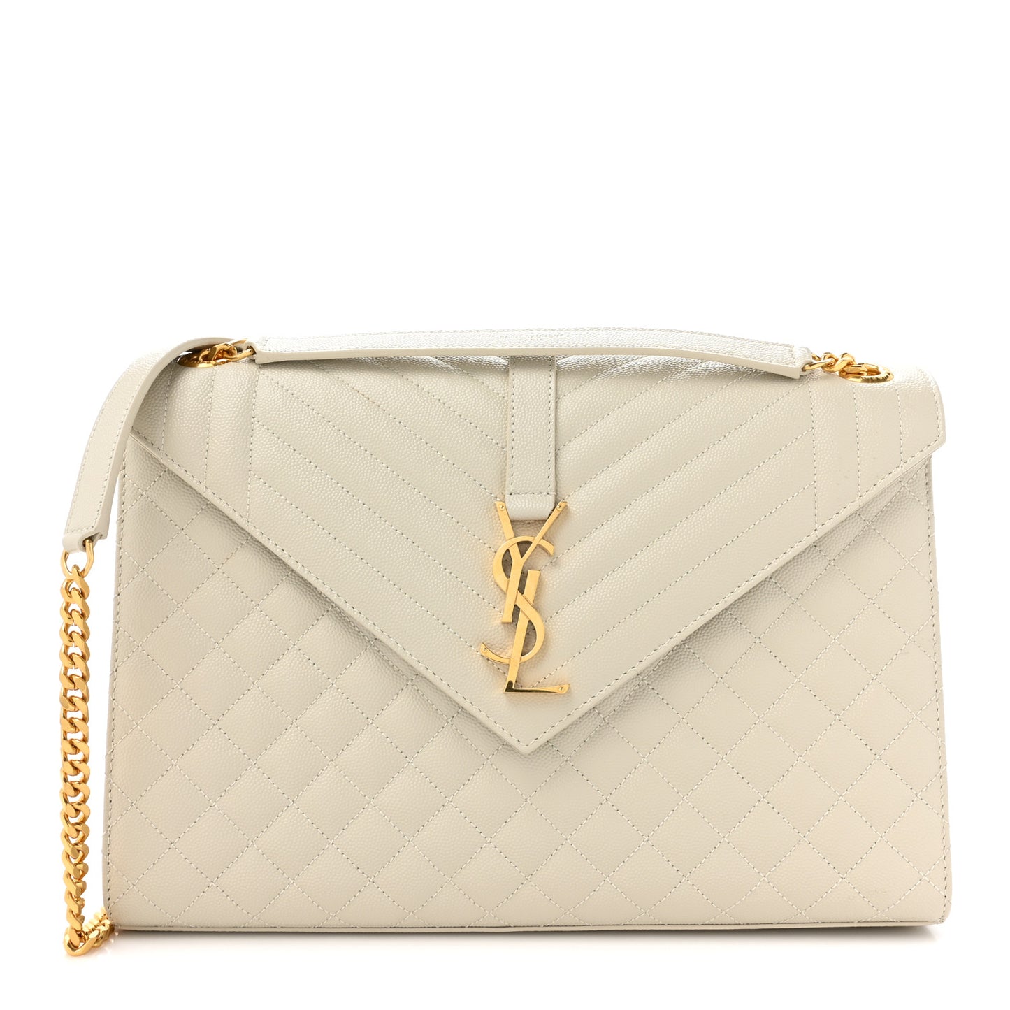 Grain De Poudre Mixed Matelasse Large Triquilt Monogram Satchel Porcellana