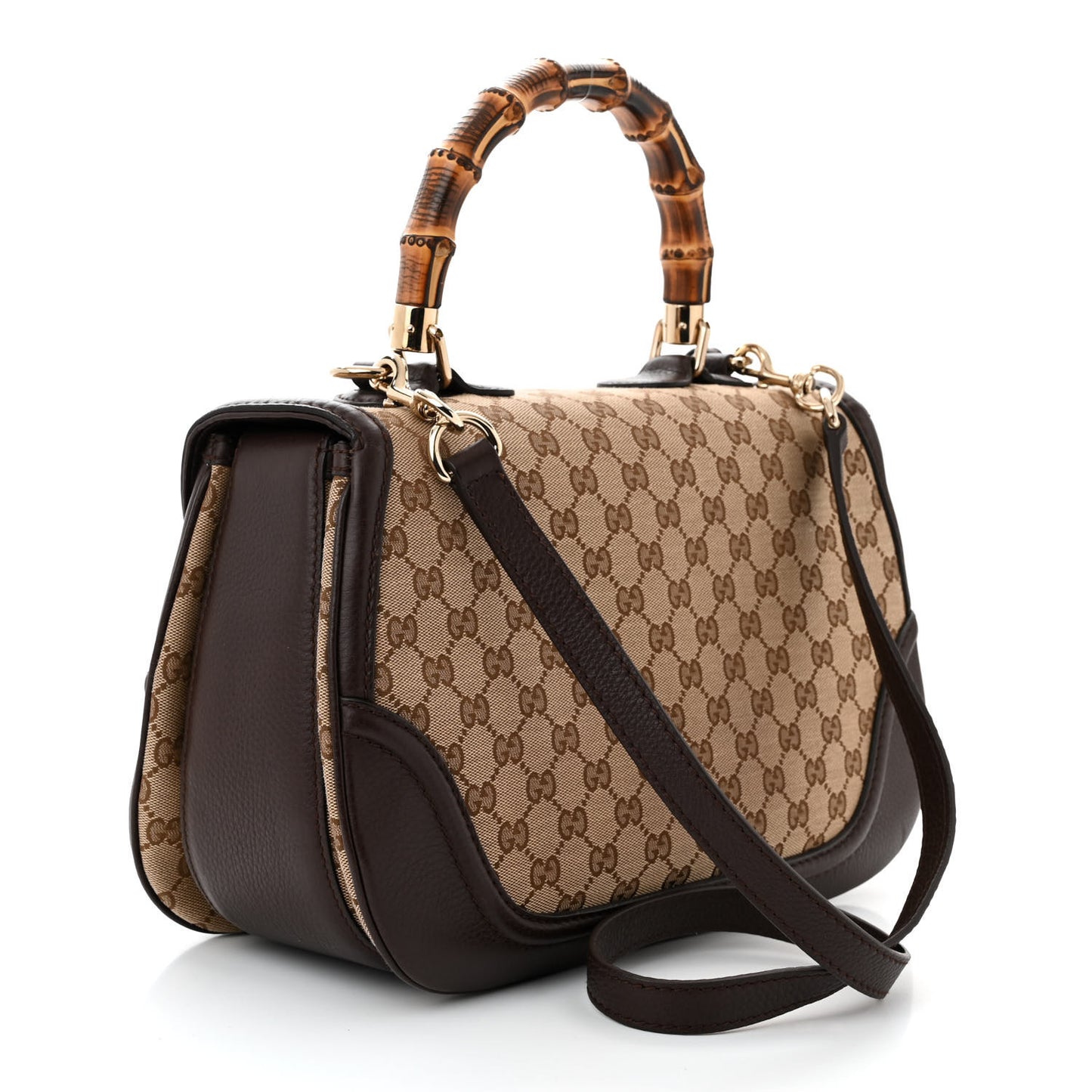 Monogram Large New Bamboo Top Handle Bag Brown