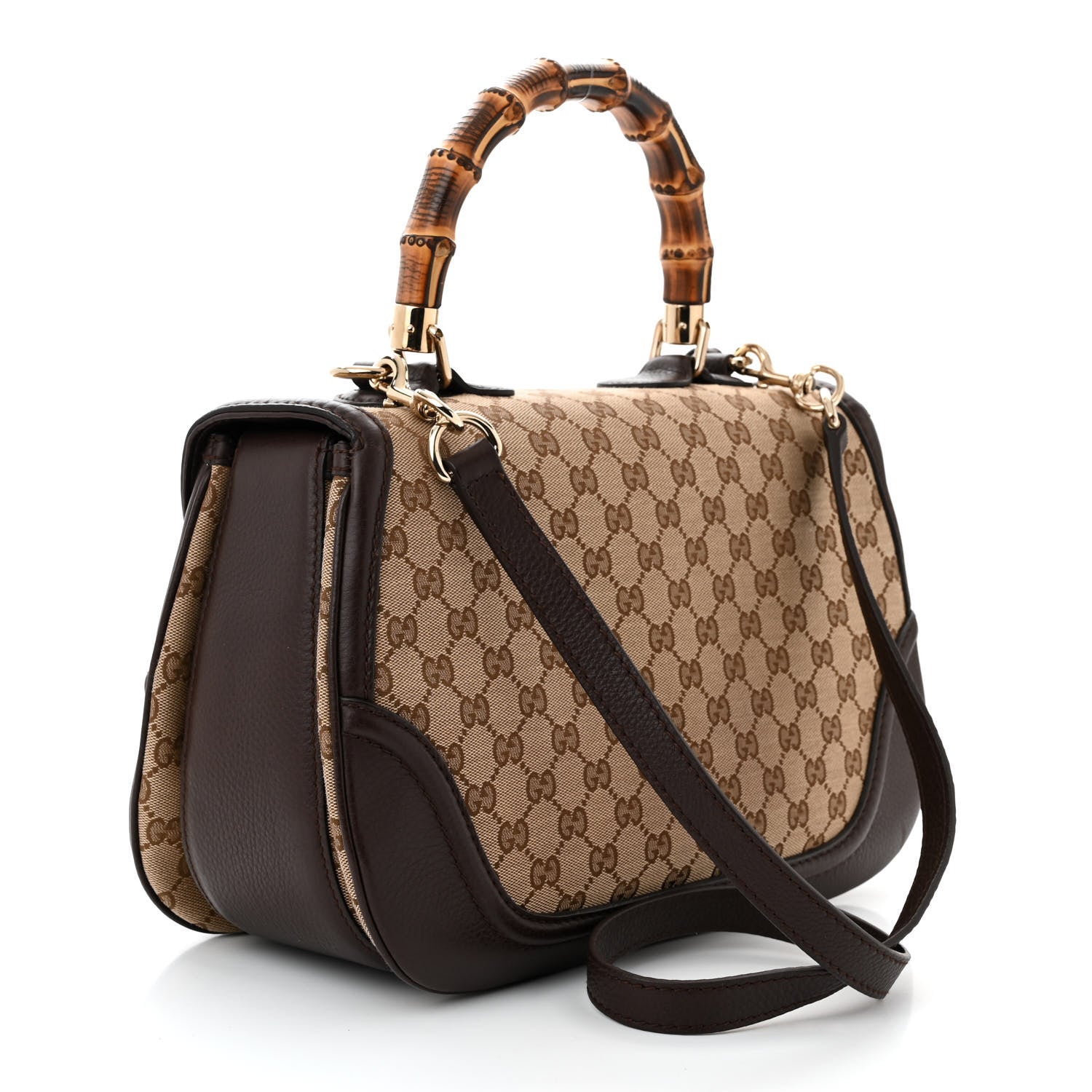 Gucci Monogram Large New Bamboo Top Handle Bag Brown 3 of 10