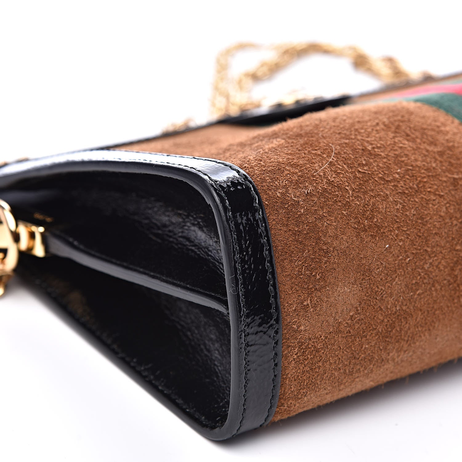 Gucci Suede Patent Web Small Ophidia Chain Shoulder Bag Nocciola Black 8 of 12