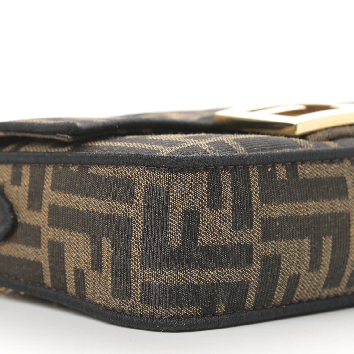 Fendi Fabric Jacquard FF 1974 Mini Baguette Tobacco Moro Black 6 of 11