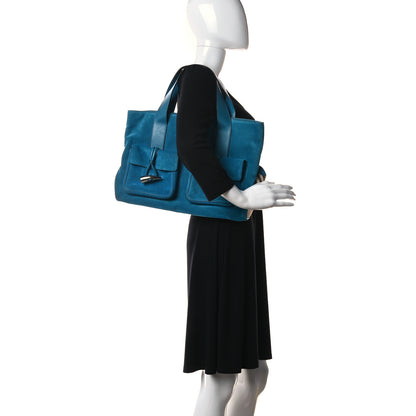 Burberry Suede Classic Check Shoulder Bag Blue 2 of 24