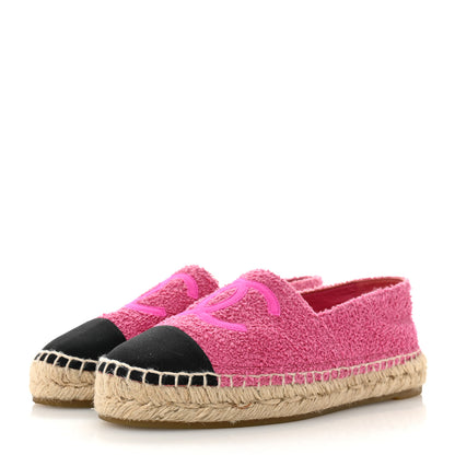 Chanel Fabric Grosgrain CC Espadrilles 38 Dark Pink Black 4 of 10