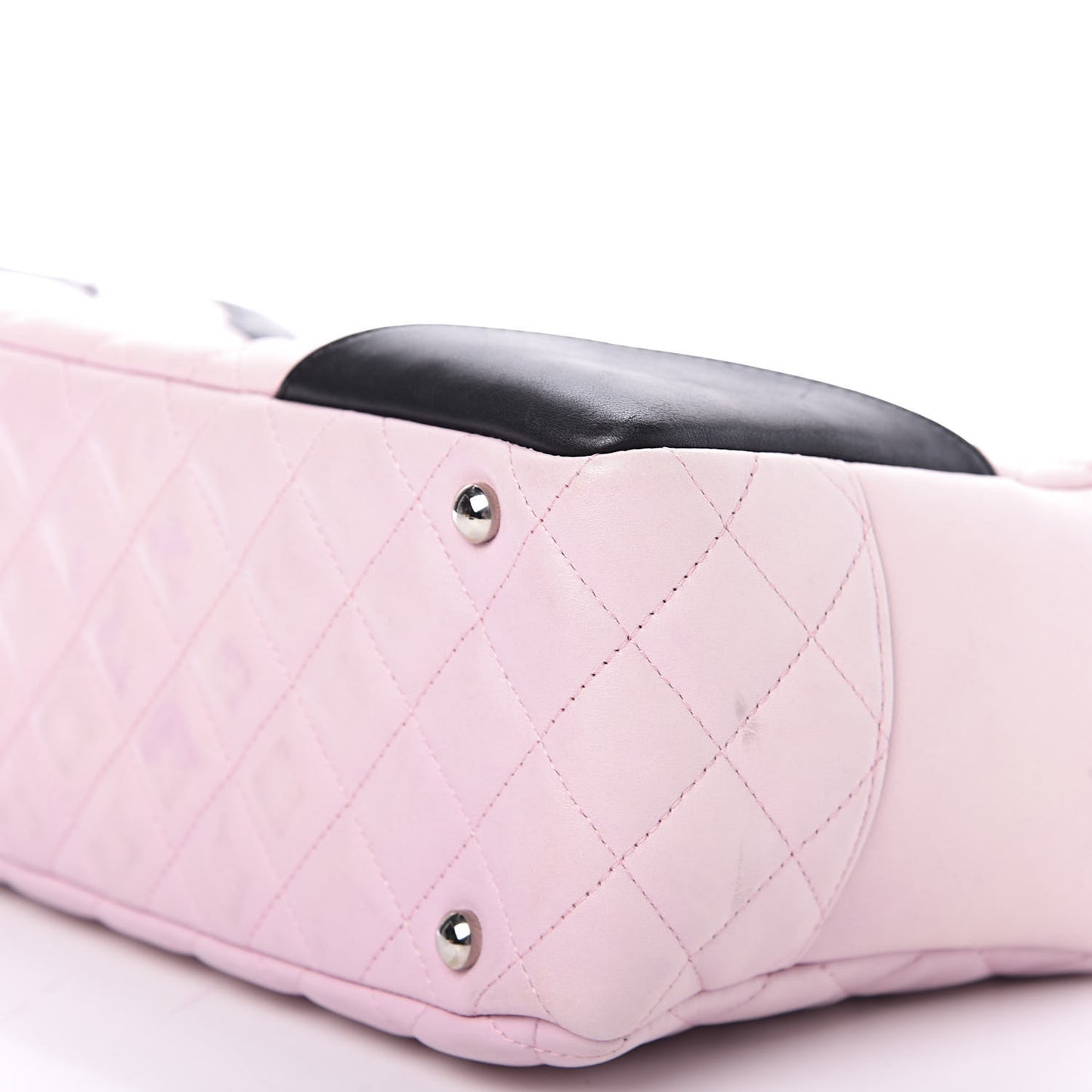 Calfskin Quilted Large Cambon Bowler Pink Black