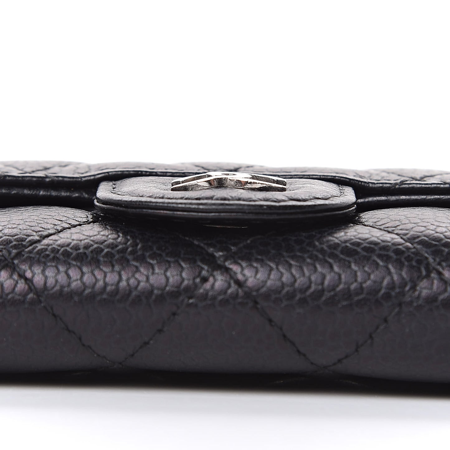 Caviar Quilted Flap Card Holder Black